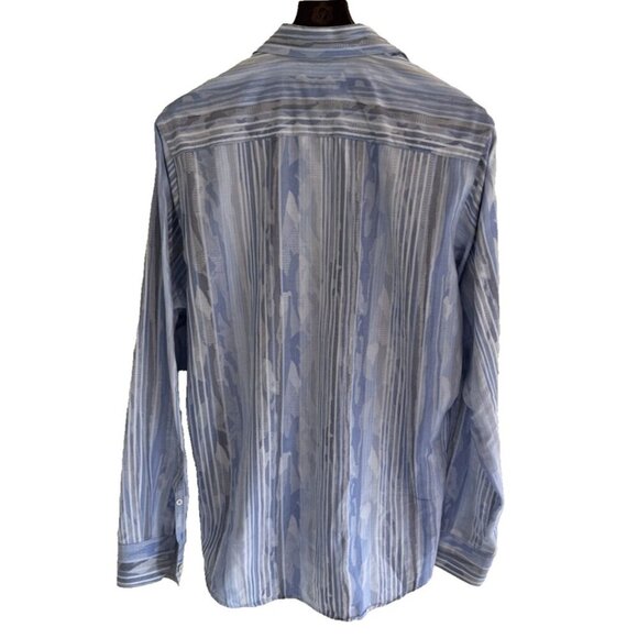 Bugatchi UOMO mens shirt Classic Fit, Blue Camo, 80% cotton & 20 % Linen - Picture 4 of 11